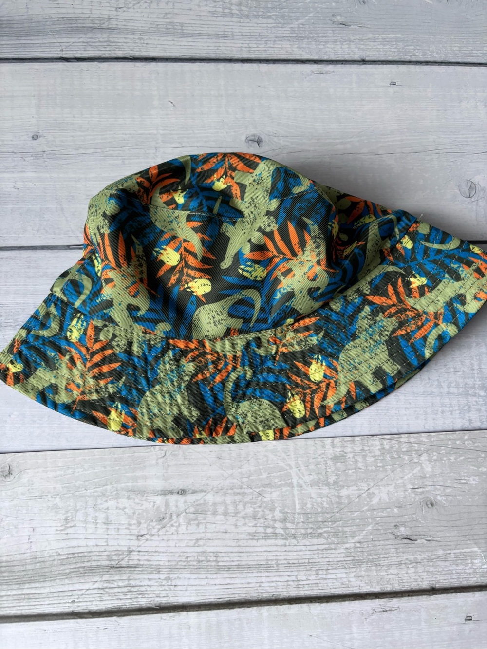 Kids Tropical Print Bucket Hat - Green & Blue